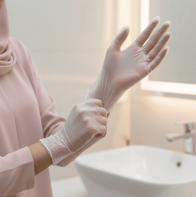 Wear the disposable gloves before handling the cover.